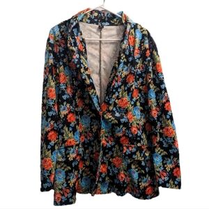 SHEIN Curve Floral Soft Polyester Double Button Long Sleeve 2XL